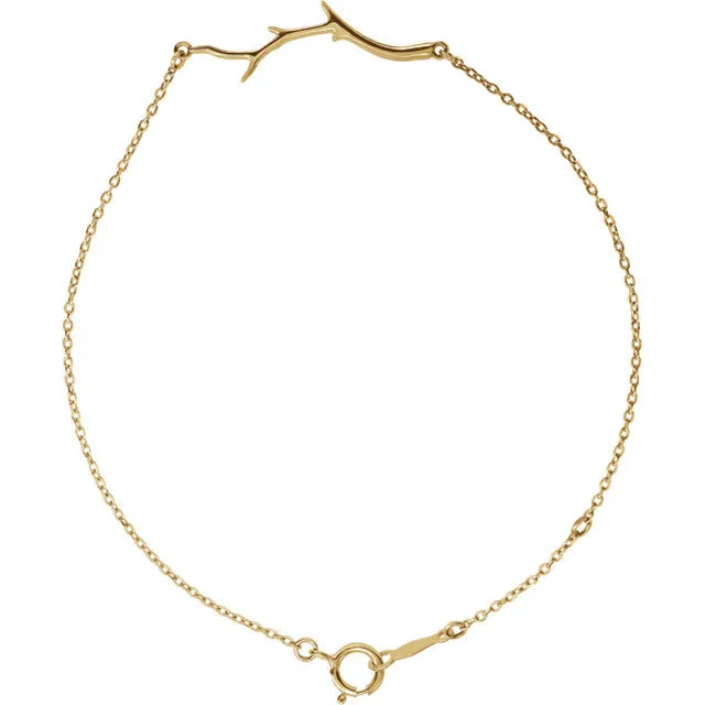 Platinum 14k Yellow Rose White Gold Branch Bar Bracelet