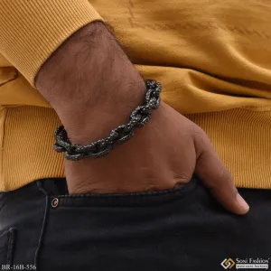Ring into Ring Attention-Getting Design Silver & Black Color Bracelet - Style B556