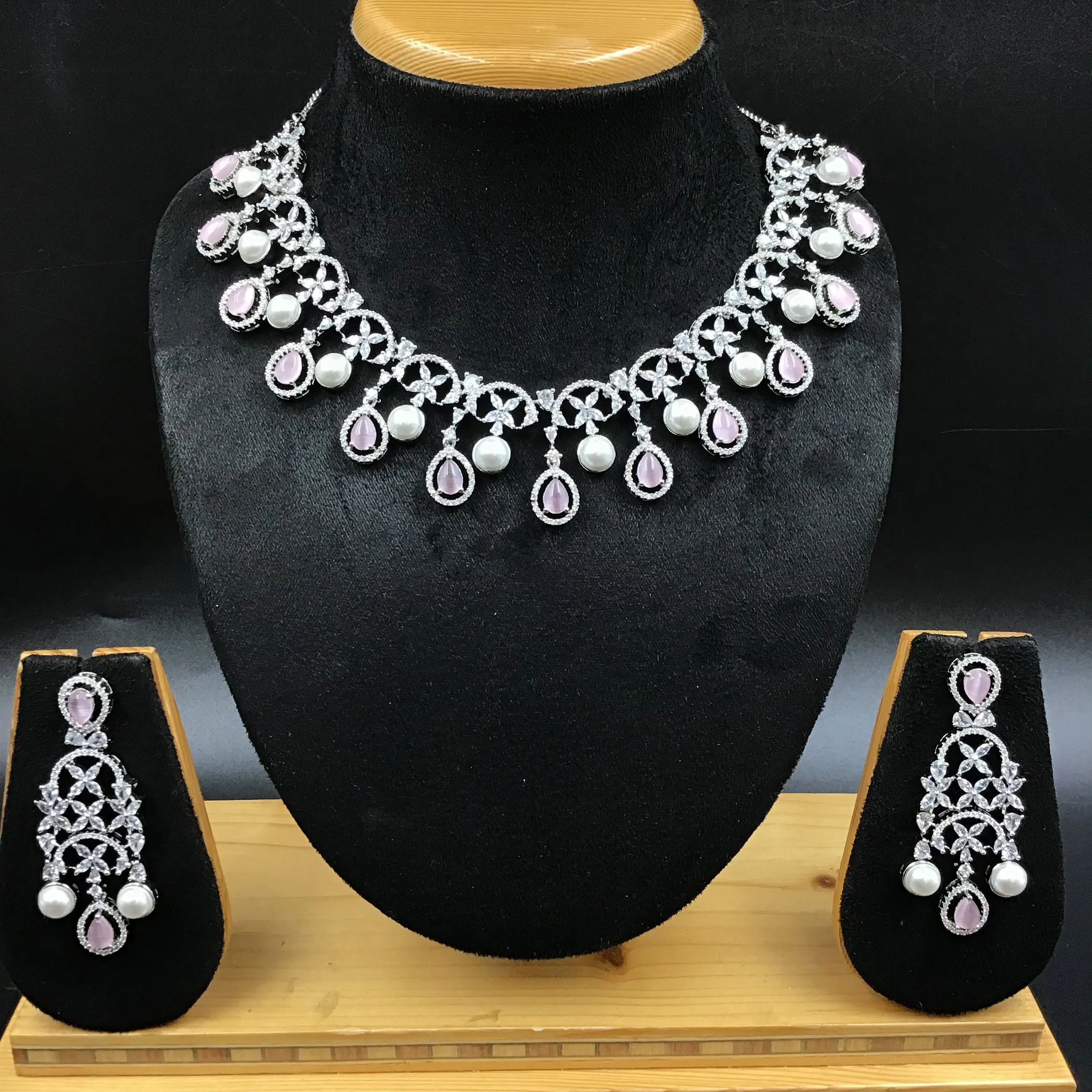 Round Neck Zircon/AD Necklace Set 6014-68