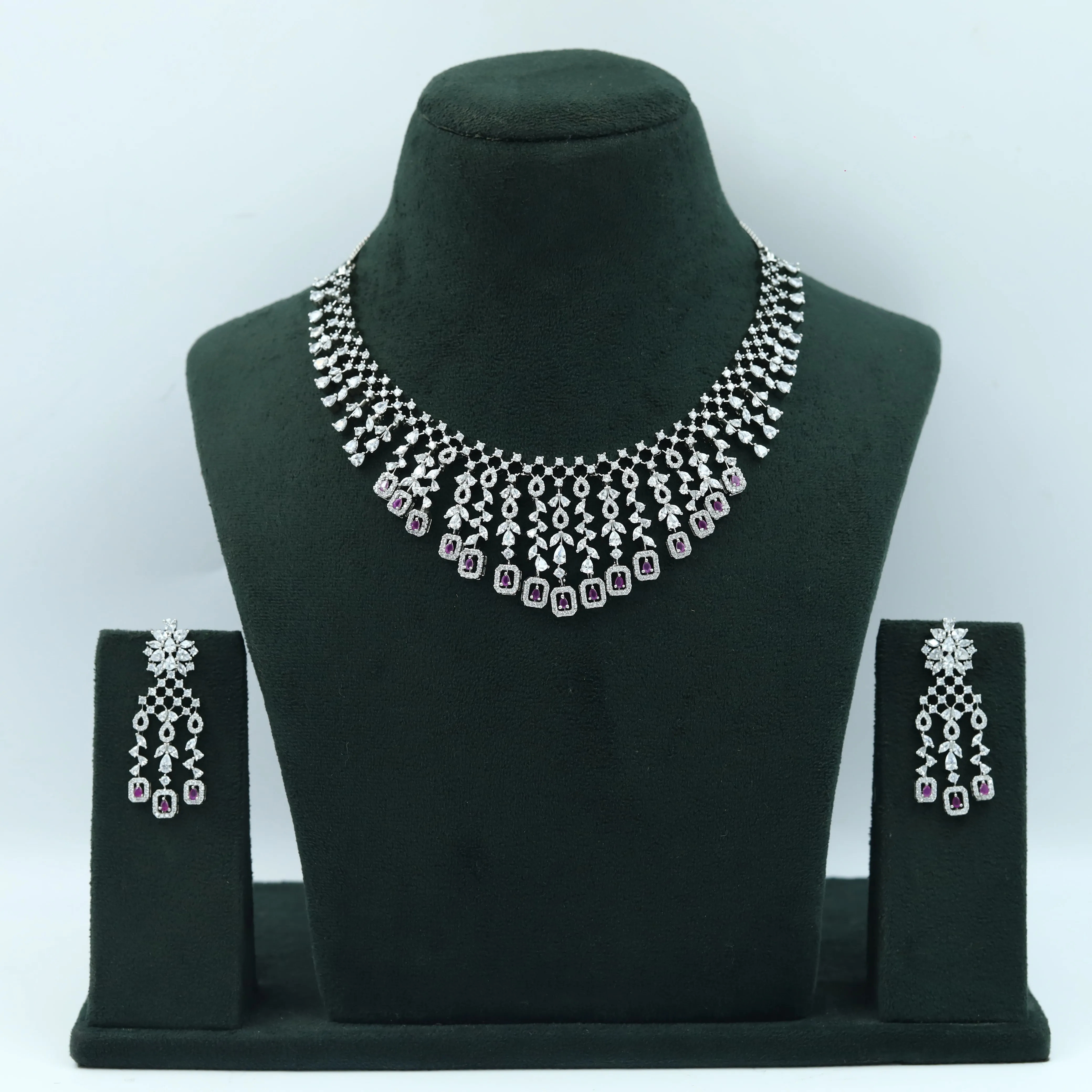 Round Neck Zircon/AD Necklace Set 6016-68
