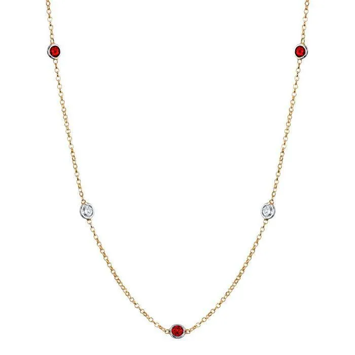 Ruby and Diamond Station Necklace