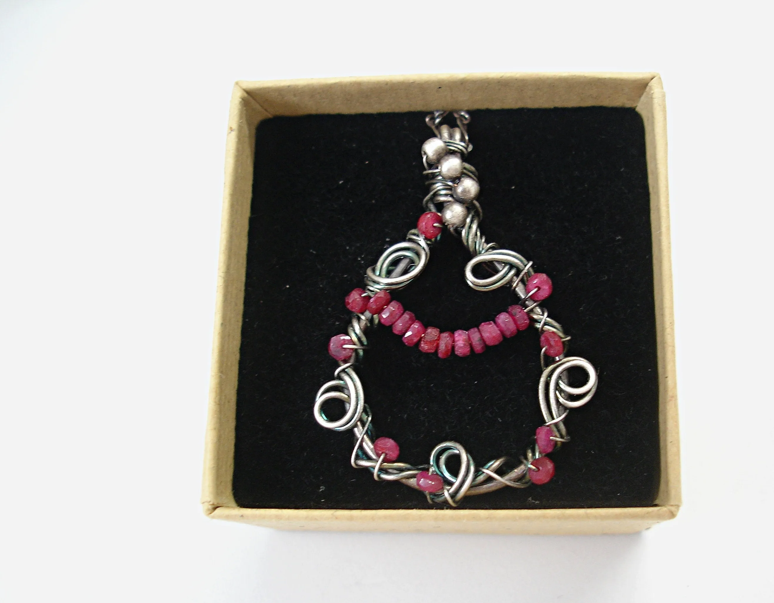 Ruby necklace. Silver necklace. Unique necklaces for women. Silver and ruby pendant necklace. Gifts for her