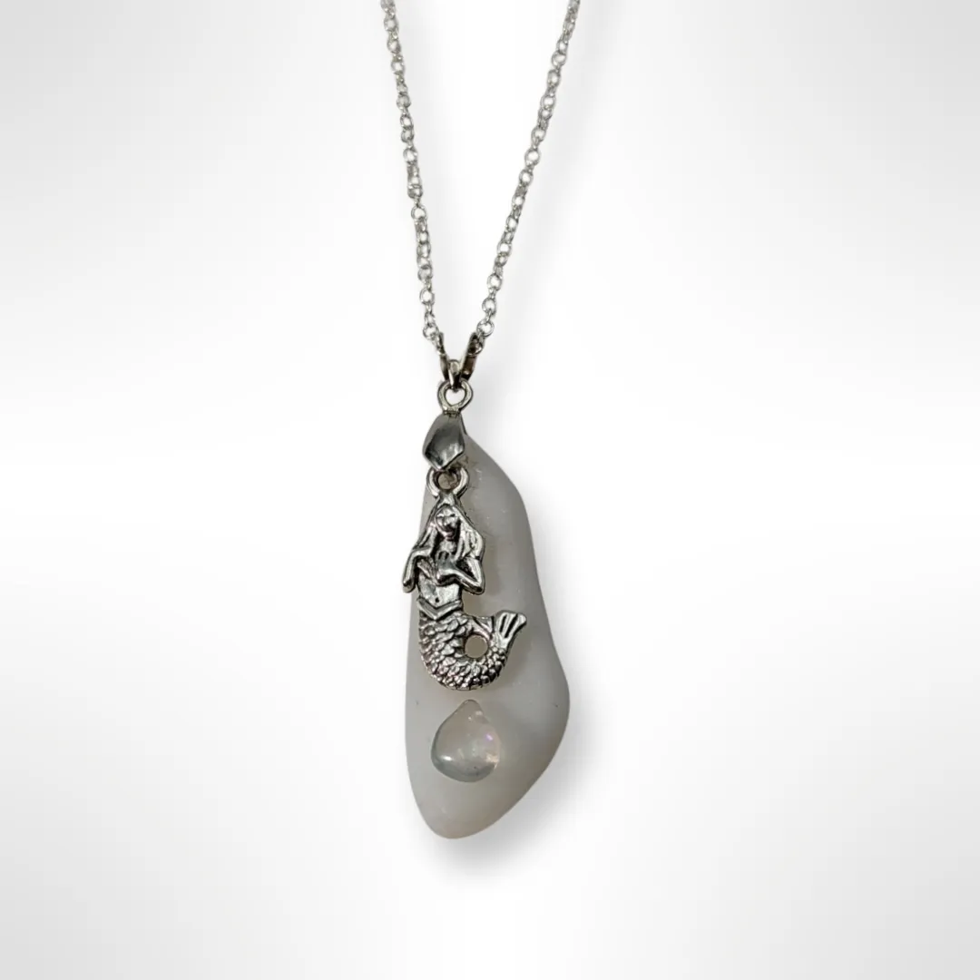 Sea Glass, mermaid & moonstone, Necklace