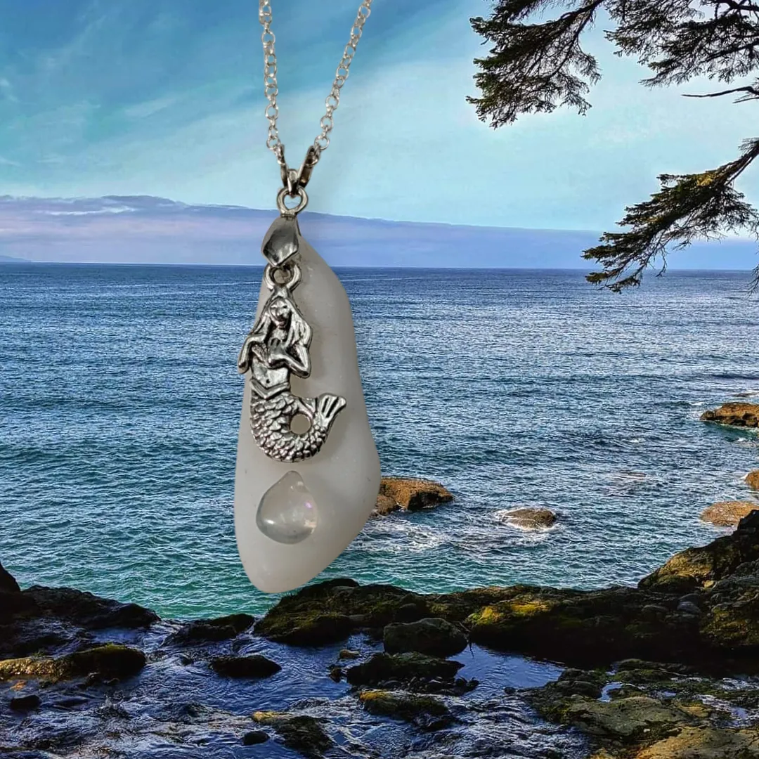 Sea Glass, mermaid & moonstone, Necklace