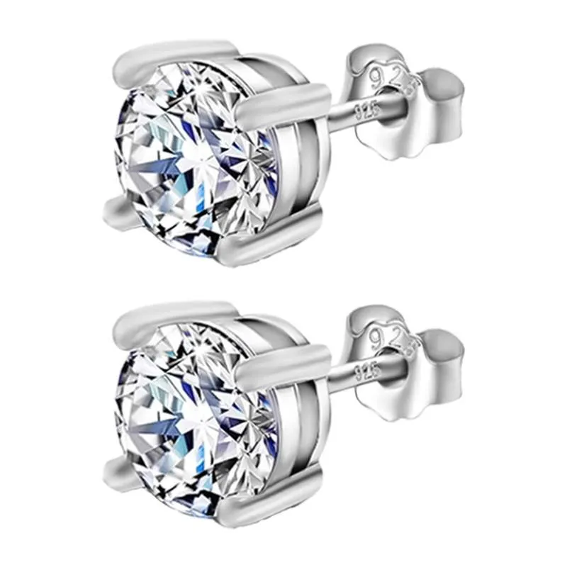 Silver Solitaire Round Zircon Earrings- 6mm