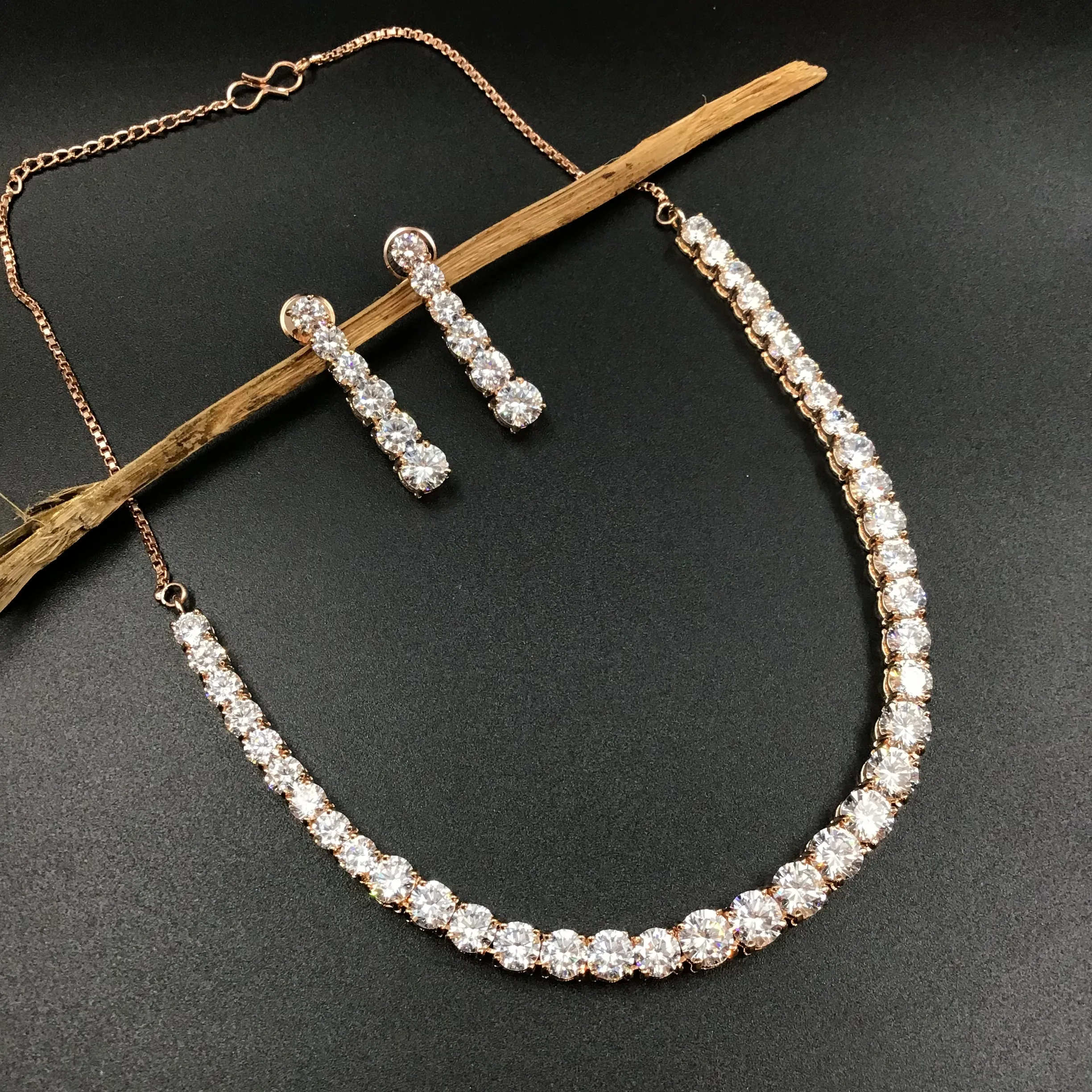 Single Line Round Neck Zircon/AD Necklace 3269-08