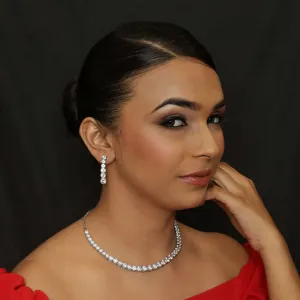 Single Line Round Neck Zircon/AD Necklace 3269-08