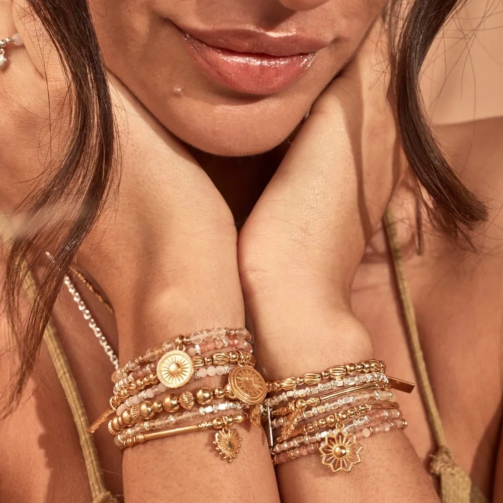 Sunflower Peach Moonstone Bracelet - Gold - GBPMFB3201