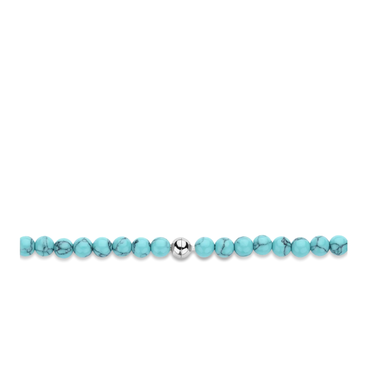 Turquoise Bead Necklace - Silver - 34016TQ