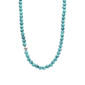 Turquoise Bead Necklace - Silver - 34016TQ