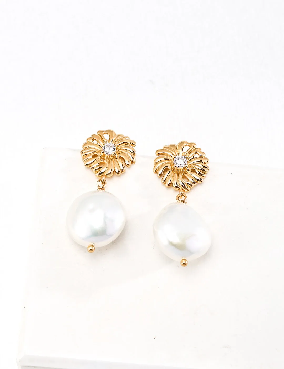 Zircon Pearl Drop Earrings